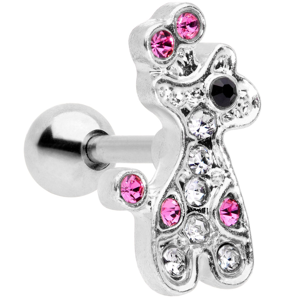 BodyCandy 16G 1/4 Clear Pink Gem Giraffe Cartilage Tragus — main product shot