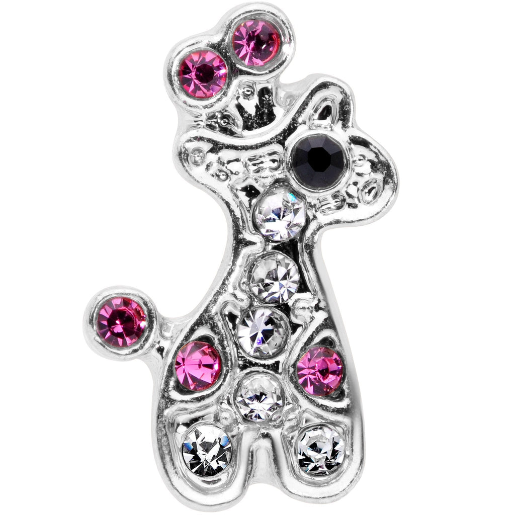 BodyCandy 16G 1/4 Clear Pink Gem Giraffe Cartilage Tragus — detail close-up