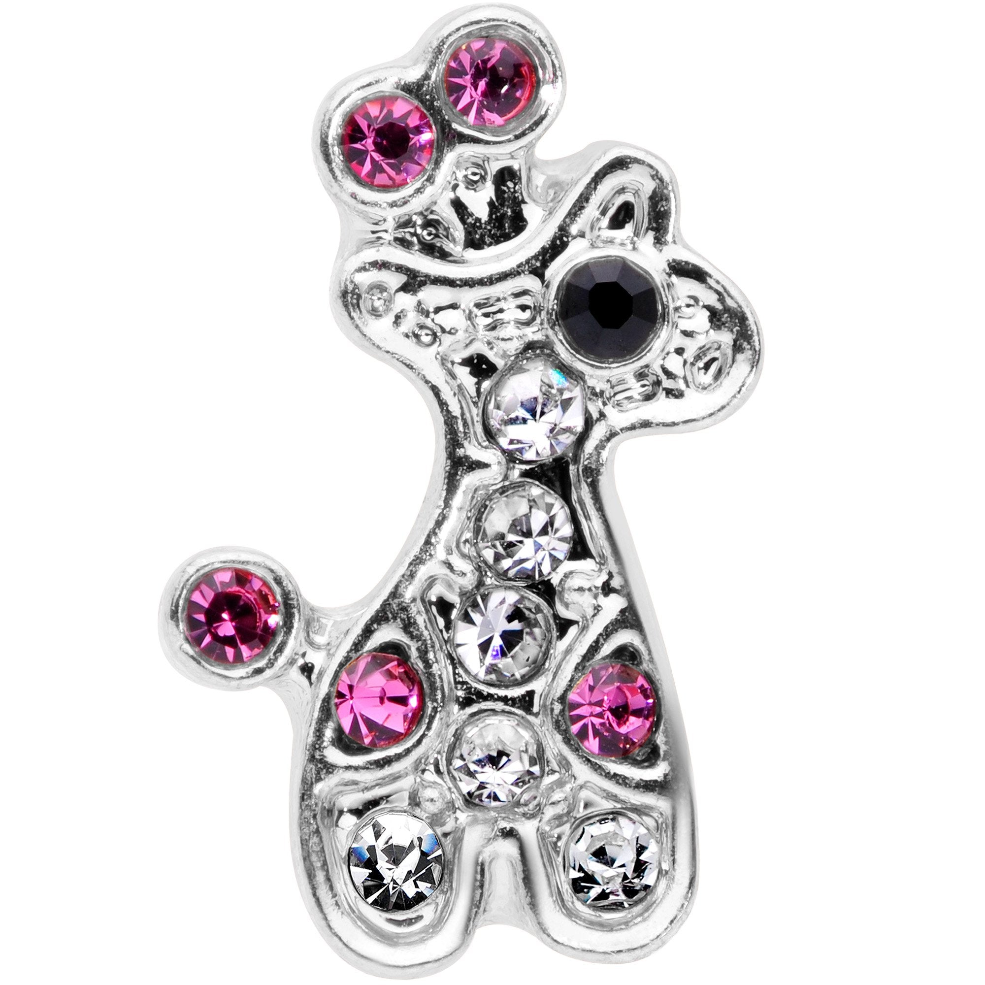 BodyCandy 16G 1/4 Clear Pink Gem Giraffe Cartilage Tragus — detail close-up