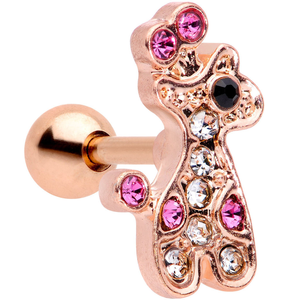 BodyCandy 16G 1/4 Clear Pink Gem Rose Gold Tone Giraffe Cartilage Tragus — main product shot