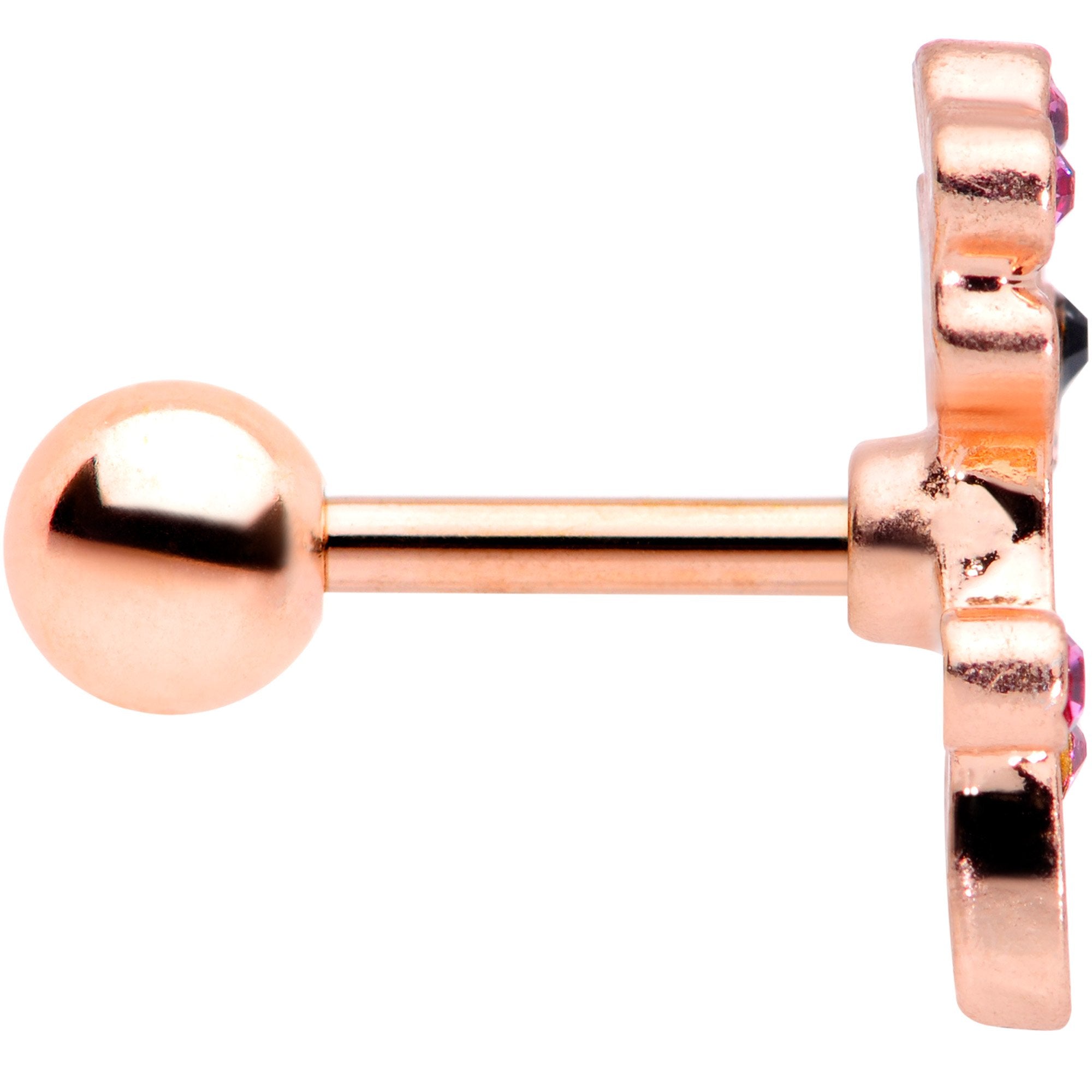 BodyCandy 16G 1/4 Clear Pink Gem Rose Gold Tone Giraffe Cartilage Tragus — lifestyle context