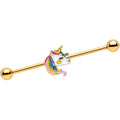 BodyCandy 14G Gold Tone Pastel Unicorn Industrial Barbell 38mm — main product shot