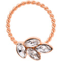BodyCandy 16G 3/8 Clear Gem Rose Gold Tone Leaves Twisted BCR Captive Ring — main product shot