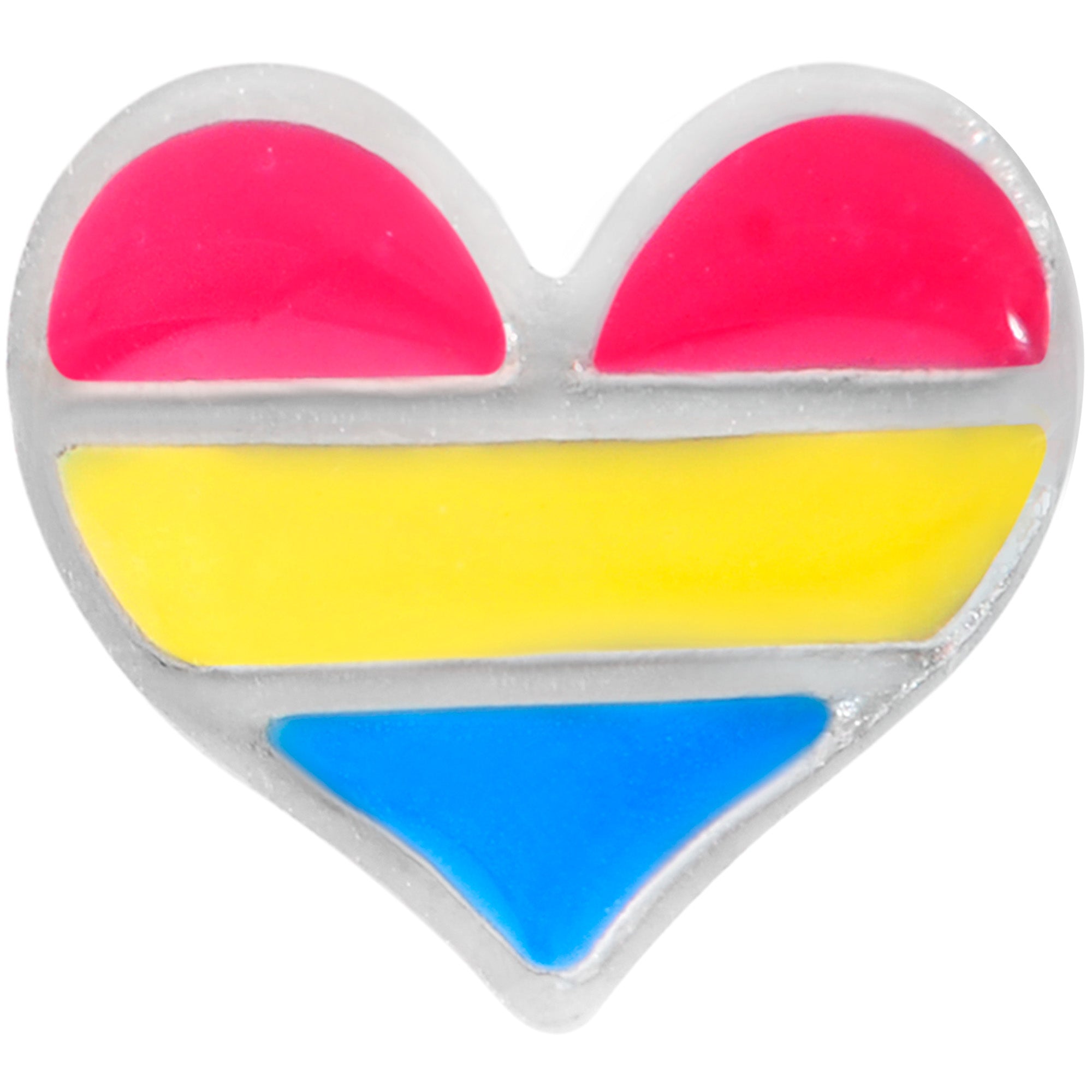BodyCandy 16G 1/4 Pansexual Pride Heart Cartilage Tragus Earring — detail close-up