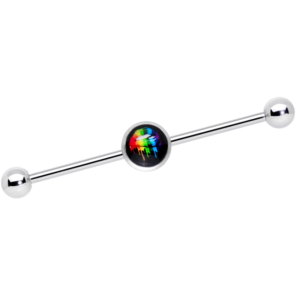 BodyCandy 14G Black Rainbow Lips Industiral Barbell 38mm — main product shot