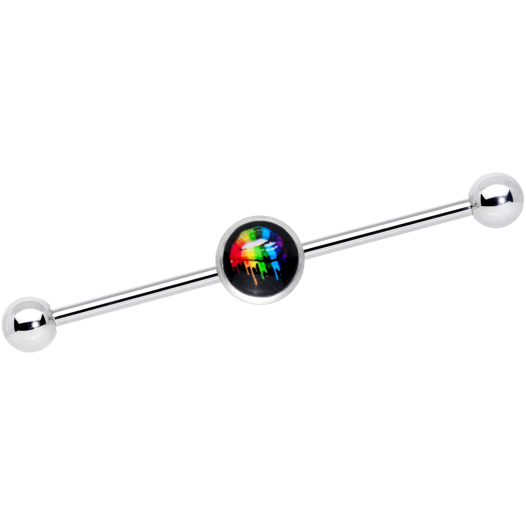 BodyCandy 14G Black Rainbow Lips Industiral Barbell 38mm — main product shot