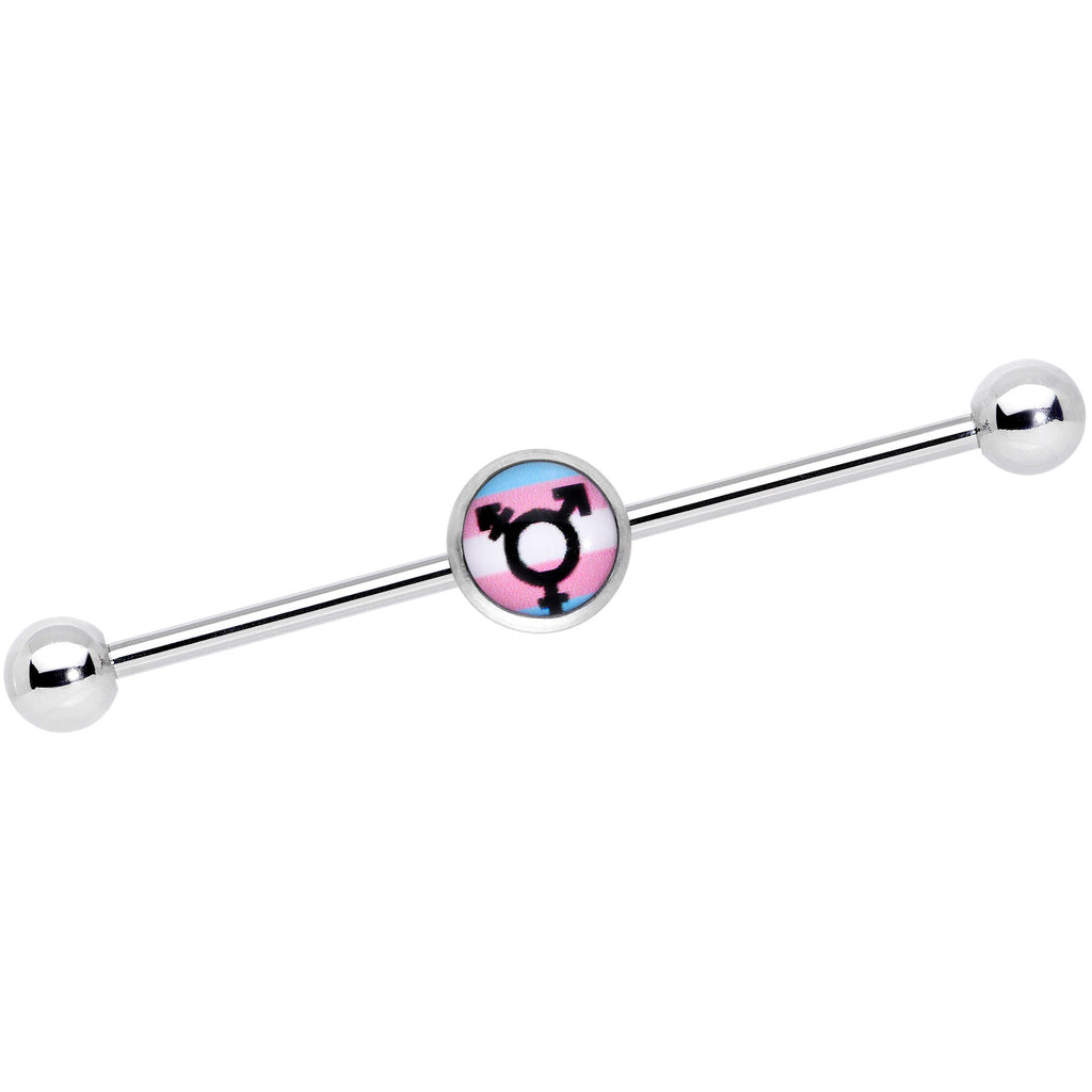 BodyCandy 14G Transgender Pride Logo Industrial Barbell 38mm — main product shot