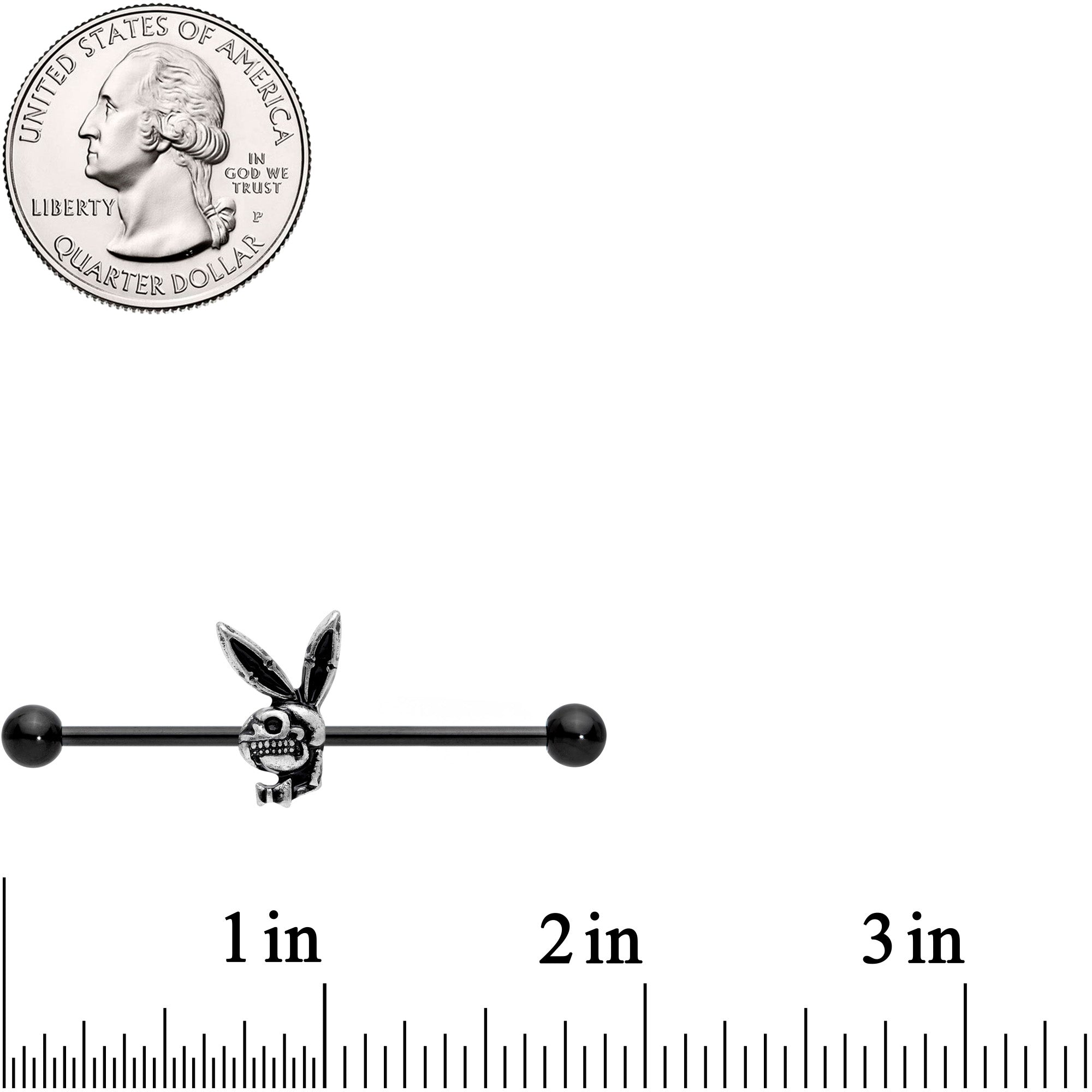 BodyCandy 14G Licensed Playboy Bunny Skeleton Industrial Barbell 38mm — lifestyle context