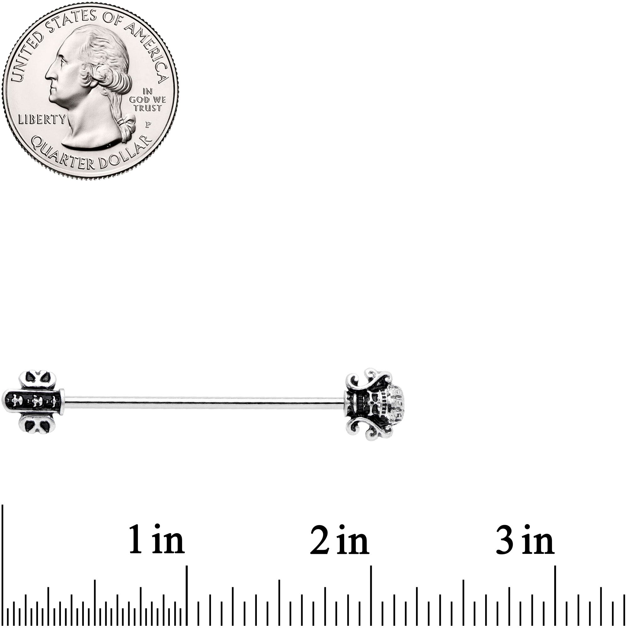 BodyCandy 14G Renaissance Flair Industrial Barbell 38mm — detail close-up