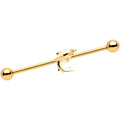 BodyCandy 14G Clear Gem Gold Tone Toothy Shark Industrial Barbell 38mm — main product shot