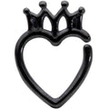 BodyCandy 16G 5/16 Black Royal Crown Heart Right Ear Closure Ring — main product shot