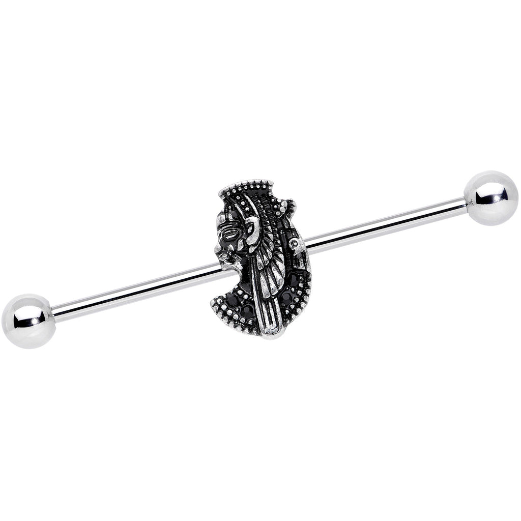 BodyCandy 14G Black Gem Cleopatra Anubis Industrial Barbell 38mm — main product shot