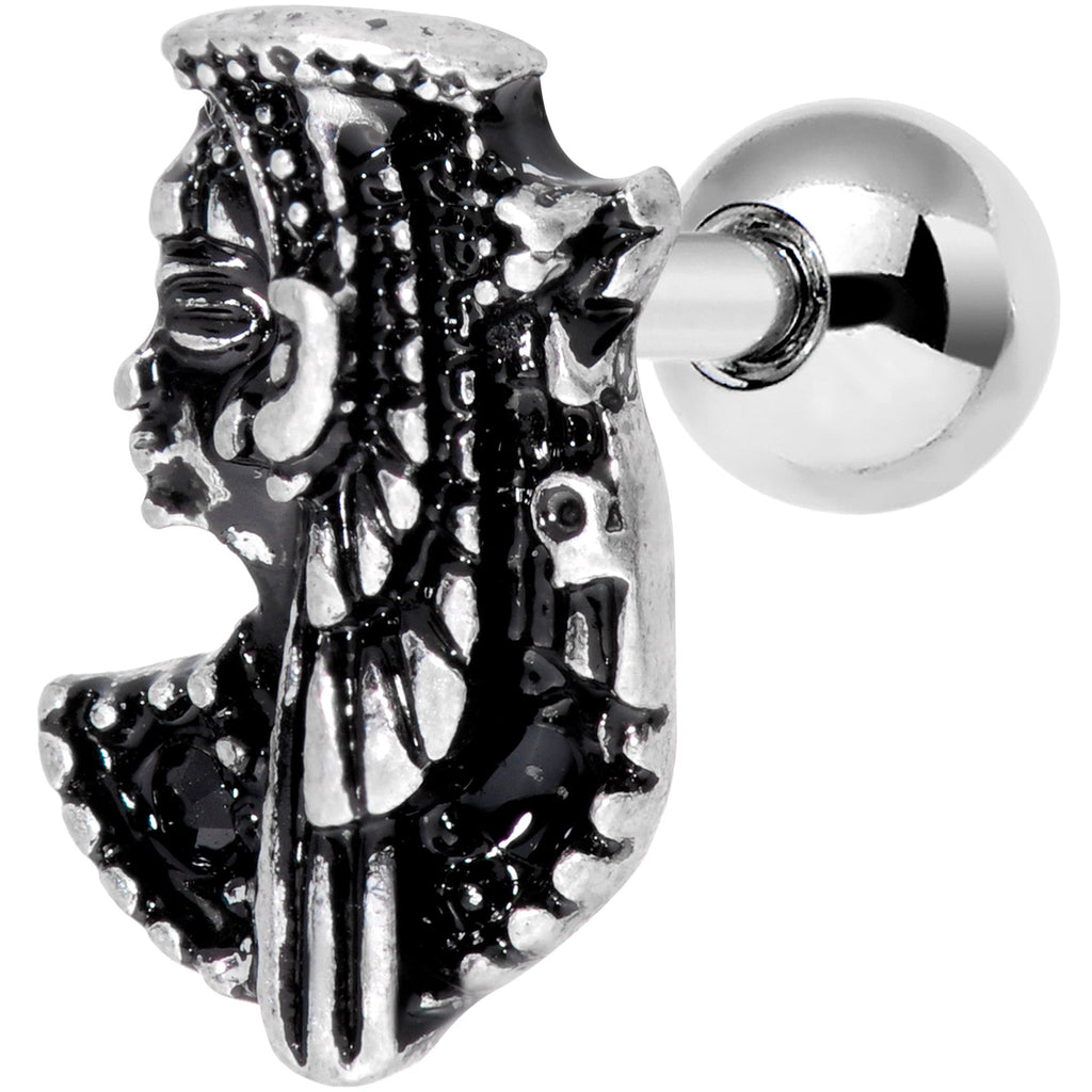 BodyCandy 16G 1/4 Black Gem Egypt Cleopatra Anubis Cartilage Tragus Earring — main product shot
