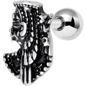 16G 1/4 Black Gem Egypt Cleopatra Anubis Cartilage Tragus Earring