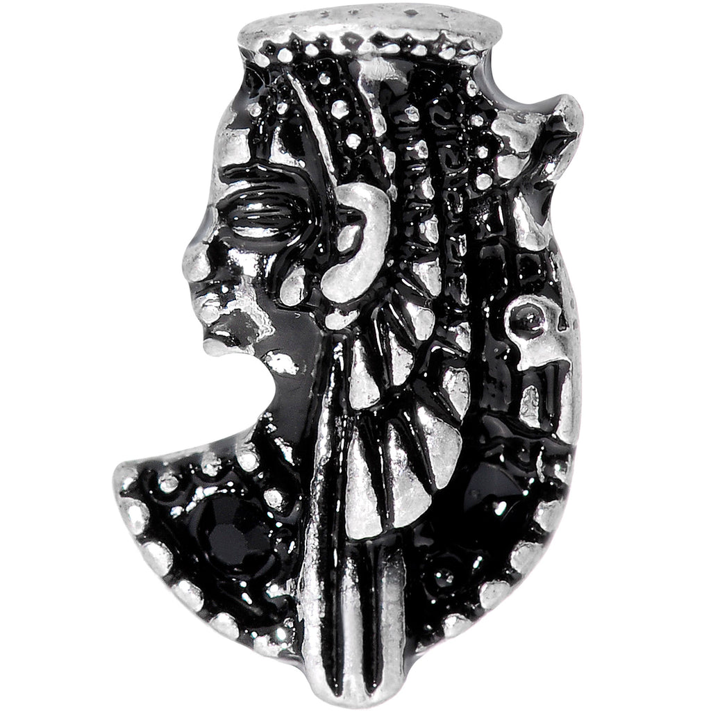 BodyCandy 16G 1/4 Black Gem Egypt Cleopatra Anubis Cartilage Tragus Earring — detail close-up
