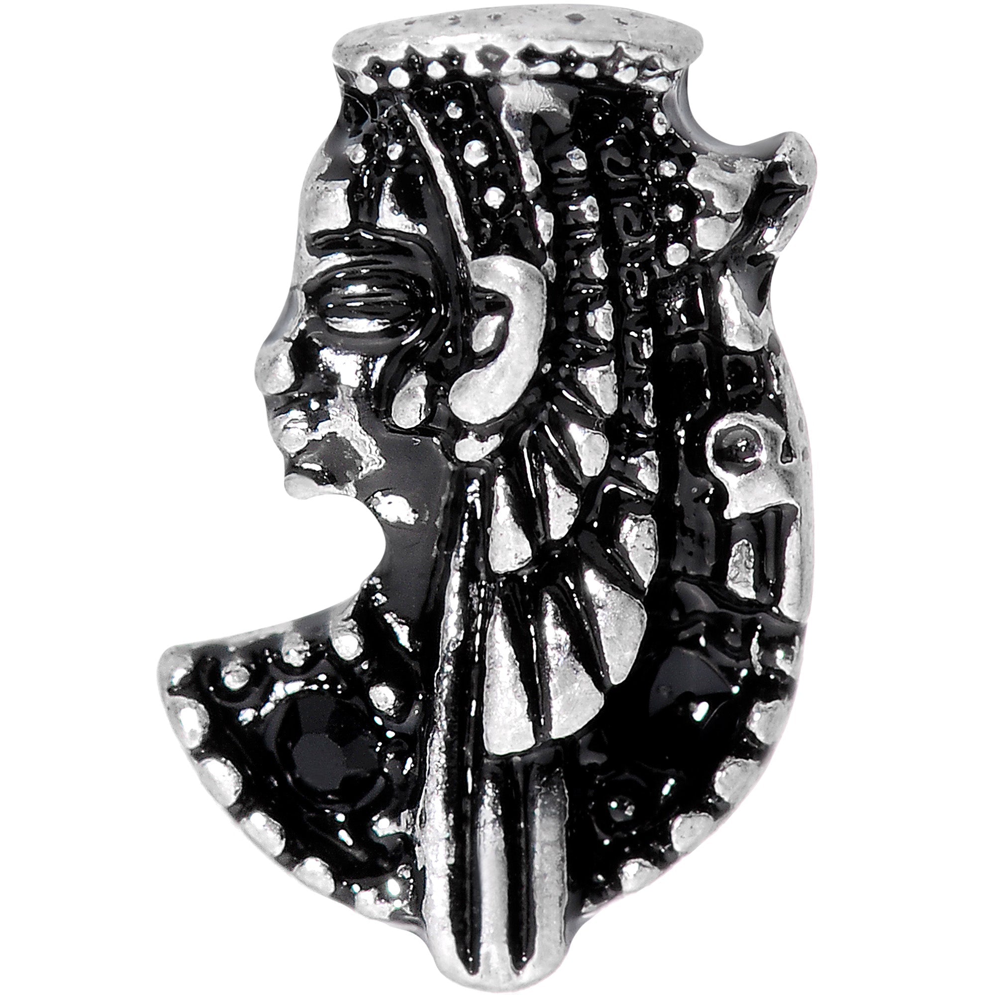BodyCandy 16G 1/4 Black Gem Egypt Cleopatra Anubis Cartilage Tragus Earring — detail close-up