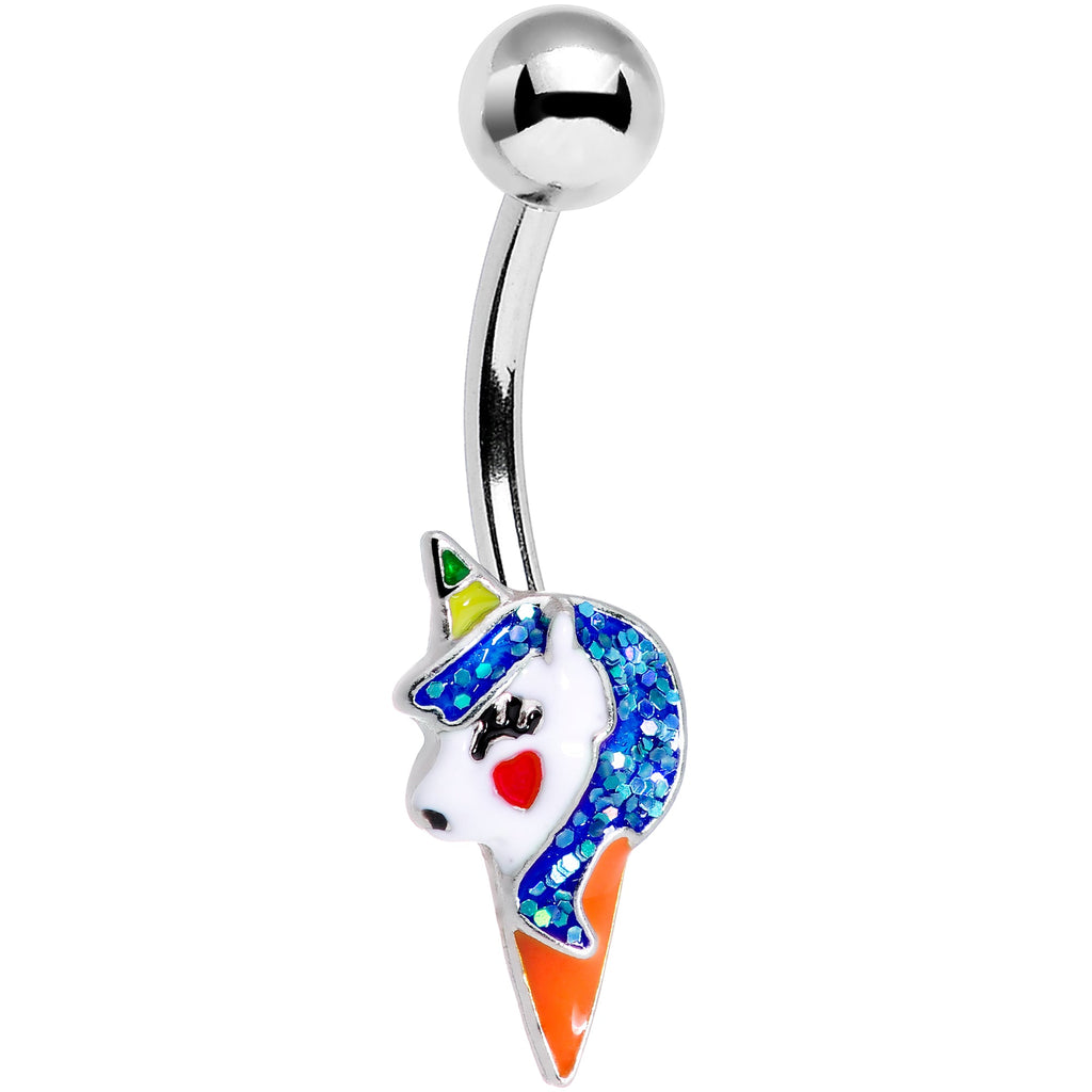 BodyCandy Blue Glitter Mane Unicorn Belly Ring — main product shot