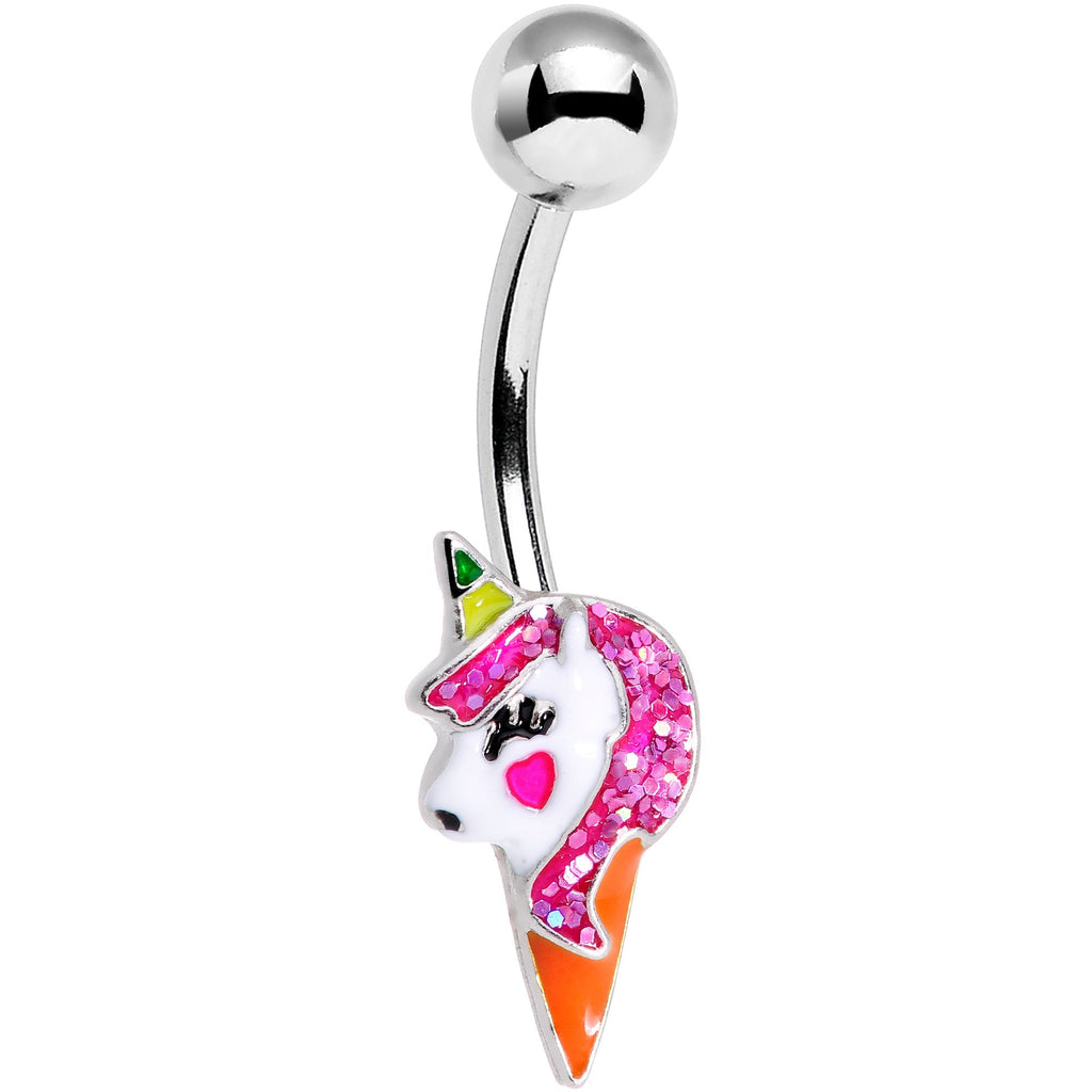 BodyCandy Pink Glitter Mane Unicorn Belly Ring — main product shot