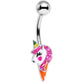 BodyCandy Pink Glitter Mane Unicorn Belly Ring — main product shot