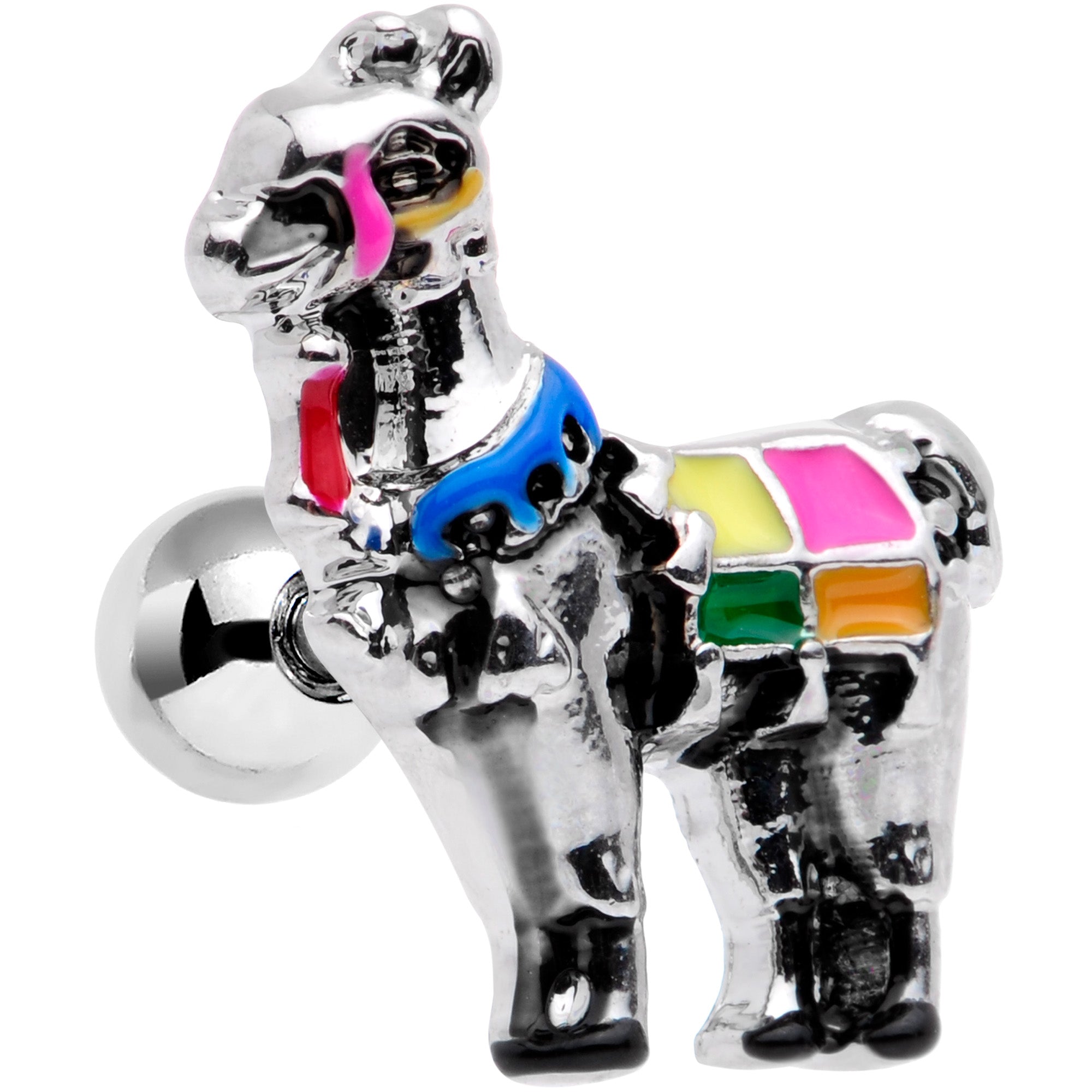 BodyCandy 16G 1/4 Colorful Drama Llama Cartilage Tragus Earring — main product shot