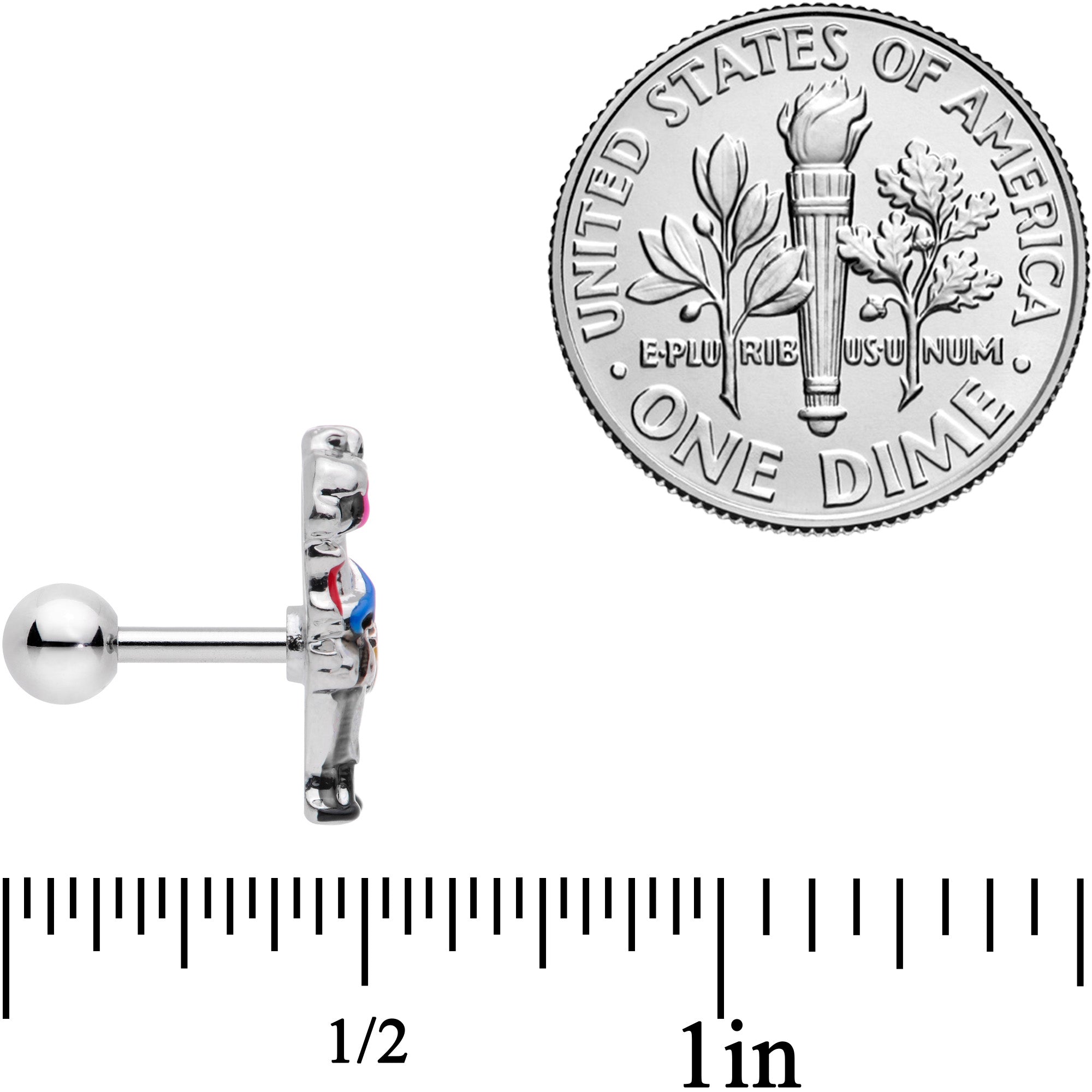 BodyCandy 16G 1/4 Colorful Drama Llama Cartilage Tragus Earring — side view