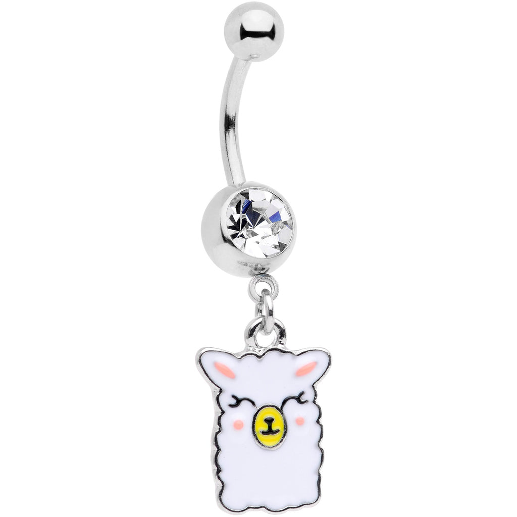 BodyCandy Clear CZ Gem Sweet Llama Dangle Belly Ring — main product shot