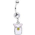 BodyCandy Clear CZ Gem Sweet Llama Dangle Belly Ring — main product shot
