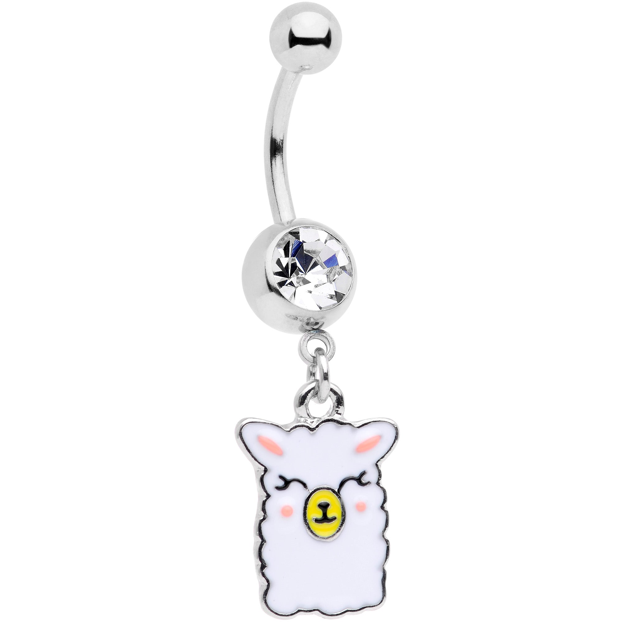 BodyCandy Clear CZ Gem Sweet Llama Dangle Belly Ring — main product shot