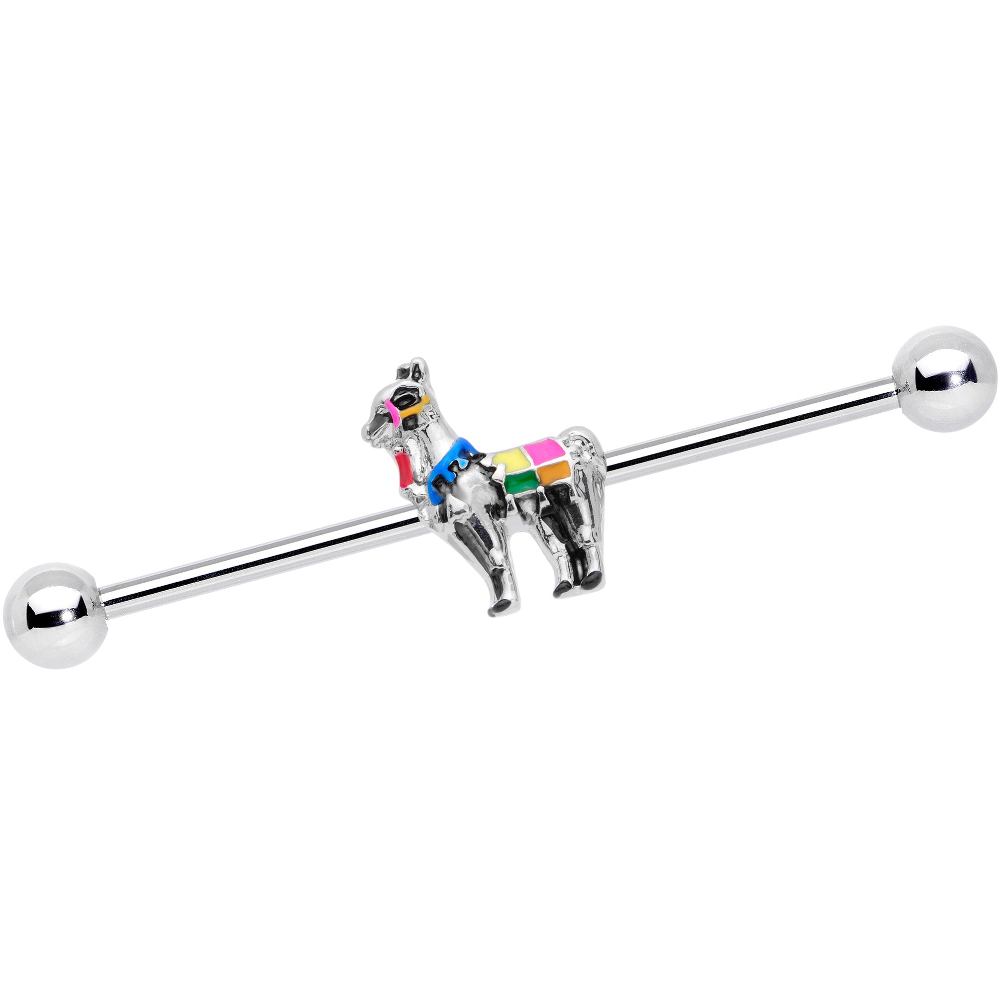 BodyCandy 14G Colorful Drama Llama Industrial Barbell 38mm — main product shot