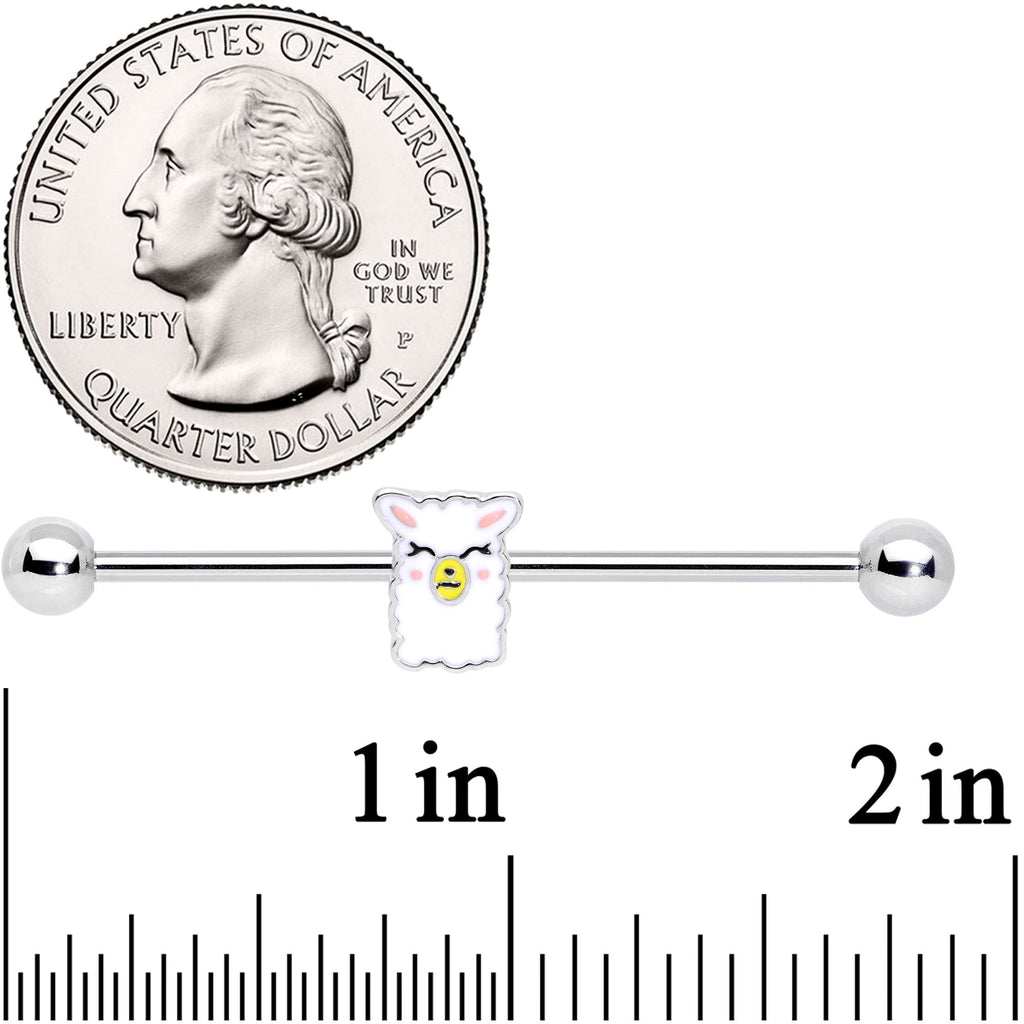 BodyCandy 14G Sweet Llama Industrial Barbell 38mm — detail close-up