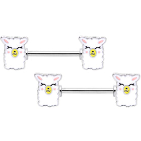 14G 9/16 Sweet Llama Barbell Nipple Ring Set