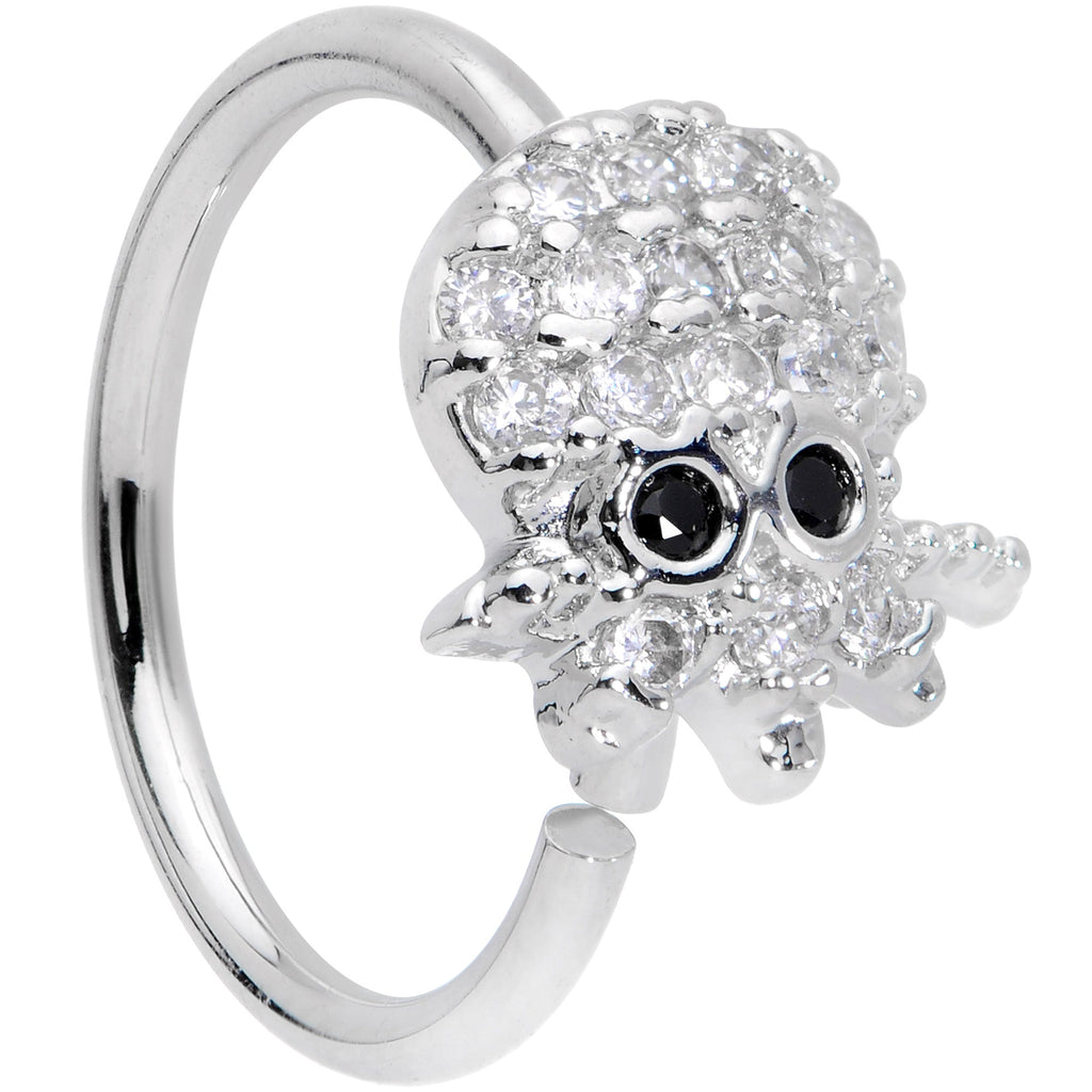 BodyCandy 18G 3/8 Clear Black CZ Gem Nautical Octopus Nose Hoop — main product shot