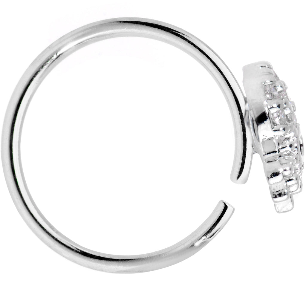BodyCandy 18G 3/8 Clear Black CZ Gem Nautical Octopus Nose Hoop — detail close-up