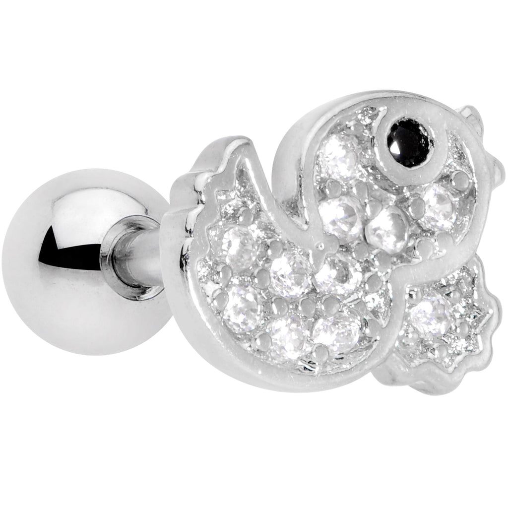 BodyCandy 16G 1/4 Clear Black CZ Gem Ducky Cartilage Tragus Earring — main product shot