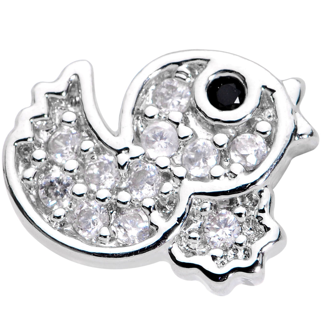 BodyCandy 16G 1/4 Clear Black CZ Gem Ducky Cartilage Tragus Earring — detail close-up