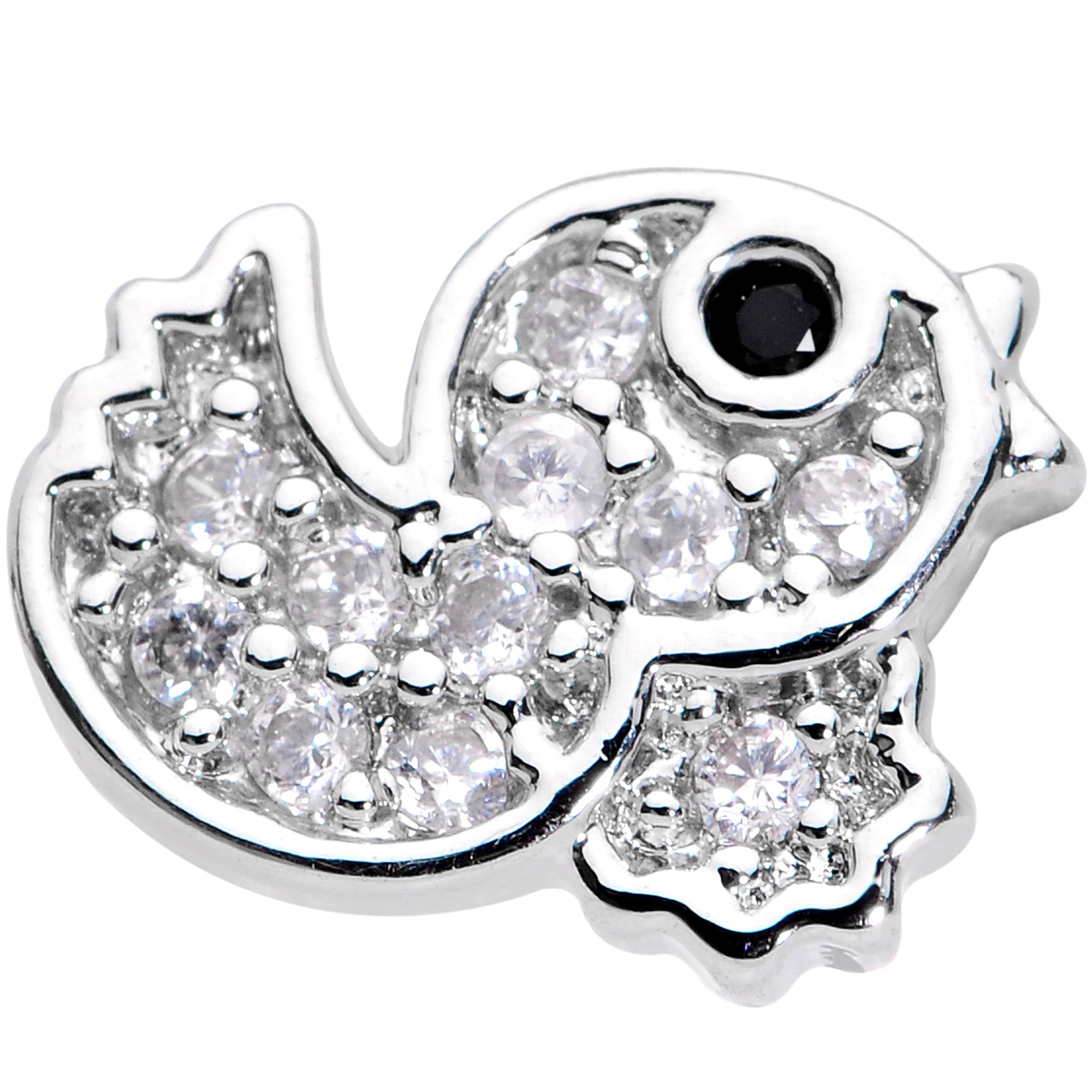 BodyCandy 16G 1/4 Clear Black CZ Gem Ducky Cartilage Tragus Earring — detail close-up