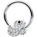 BodyCandy 16G 5/16 Clear Black CZ Gem Ducky Hinged Segment Ring — main product shot