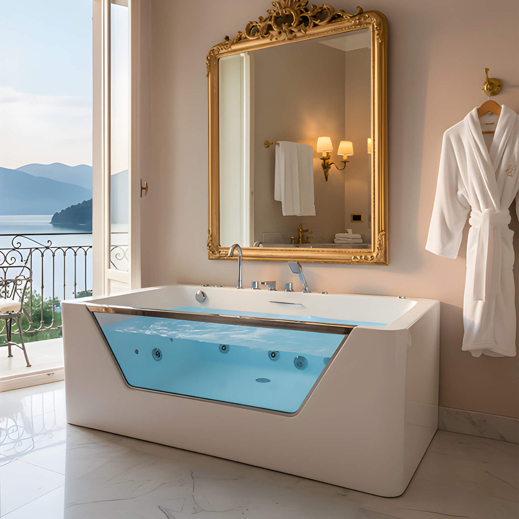 Nuvia Veloria 67-Inch 7-Jets Hydrotherapy Whirlpool Bathtub With Glass Panel (SAK25480) – SAKSBY WHOLESALE, view 13