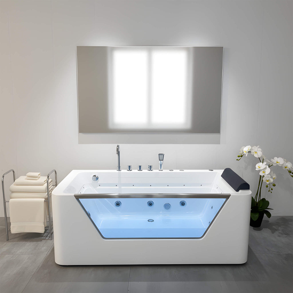 Nuvia Veloria 67-Inch 7-Jets Hydrotherapy Whirlpool Bathtub With Glass Panel (SAK25480) – SAKSBY WHOLESALE, view 5