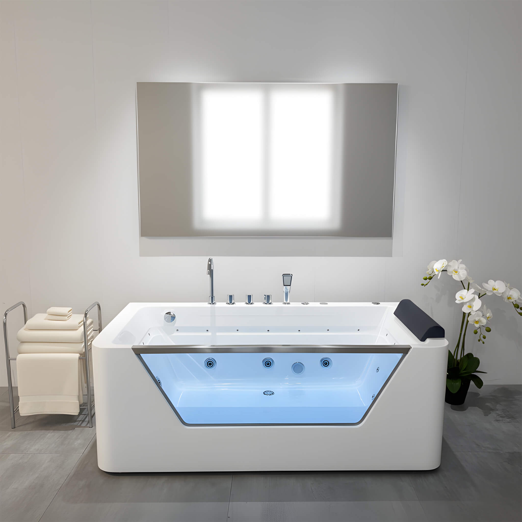 Nuvia Veloria 67-Inch 7-Jets Hydrotherapy Whirlpool Bathtub With Glass Panel (SAK25480) – SAKSBY WHOLESALE, view 5