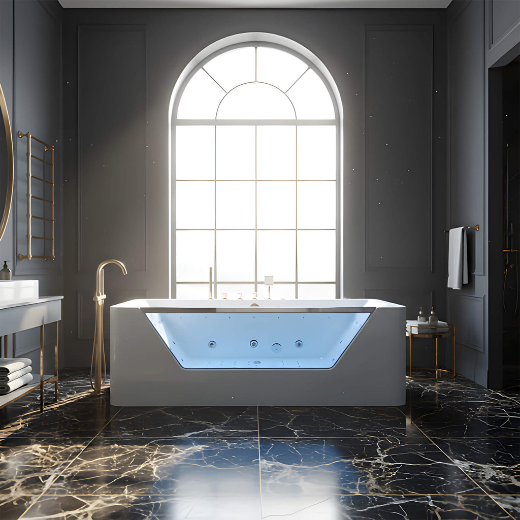 Nuvia Veloria 67-Inch 7-Jets Hydrotherapy Whirlpool Bathtub With Glass Panel (SAK25480) – SAKSBY WHOLESALE