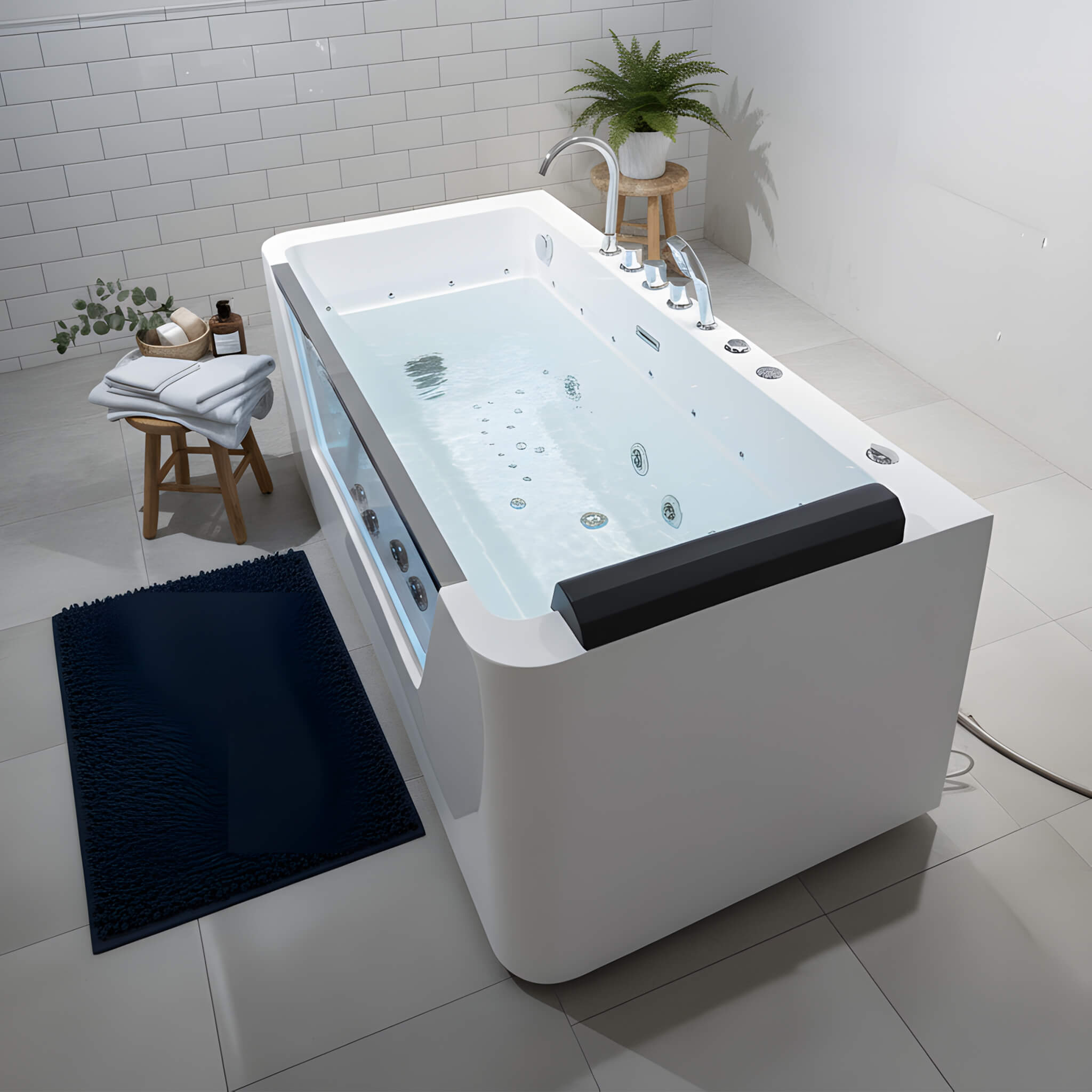 Nuvia Veloria 67-Inch 7-Jets Hydrotherapy Whirlpool Bathtub With Glass Panel (SAK25480) – SAKSBY WHOLESALE, view 11