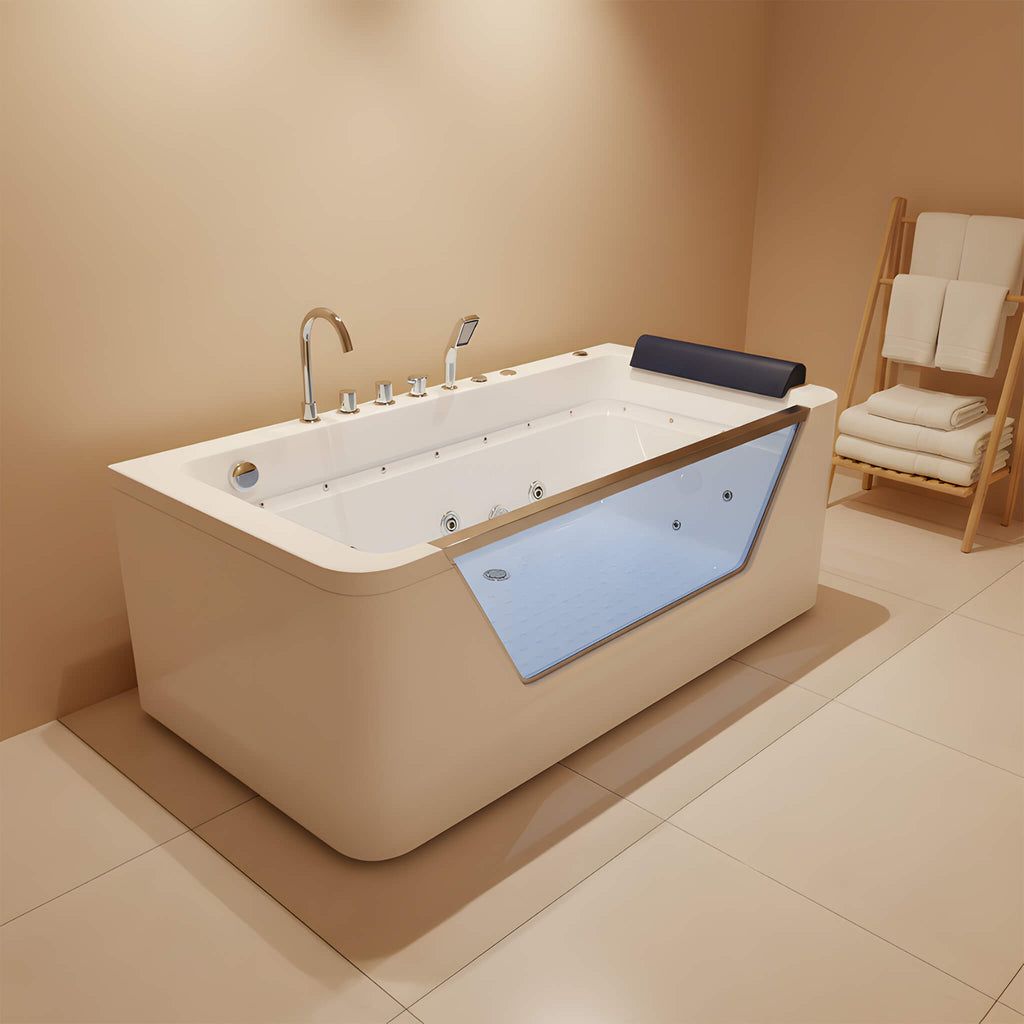 Nuvia Veloria 67-Inch 7-Jets Hydrotherapy Whirlpool Bathtub With Glass Panel (SAK25480) – SAKSBY WHOLESALE, view 9