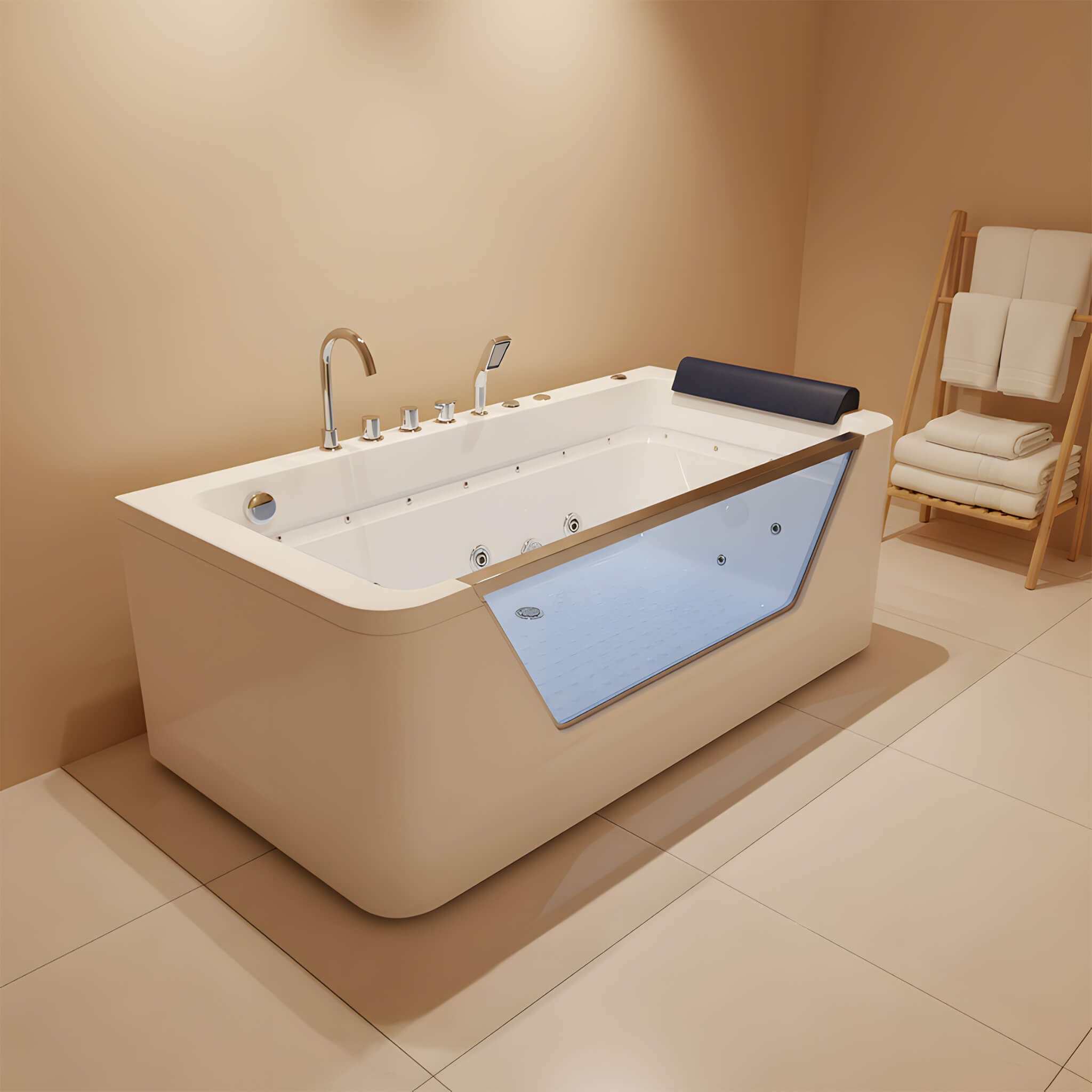 Nuvia Veloria 67-Inch 7-Jets Hydrotherapy Whirlpool Bathtub With Glass Panel (SAK25480) – SAKSBY WHOLESALE, view 9