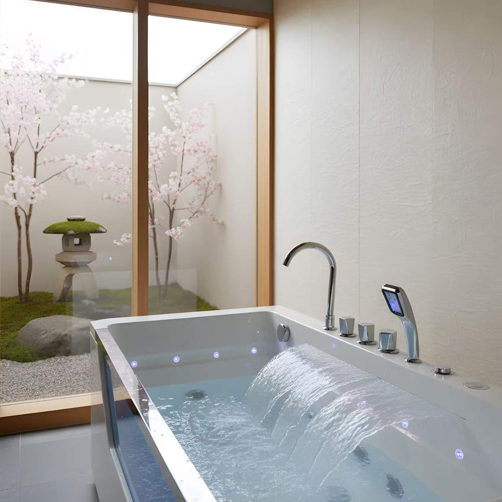 Nuvia Veloria 67-Inch 7-Jets Hydrotherapy Whirlpool Bathtub With Glass Panel (SAK25480) – SAKSBY WHOLESALE, view 7