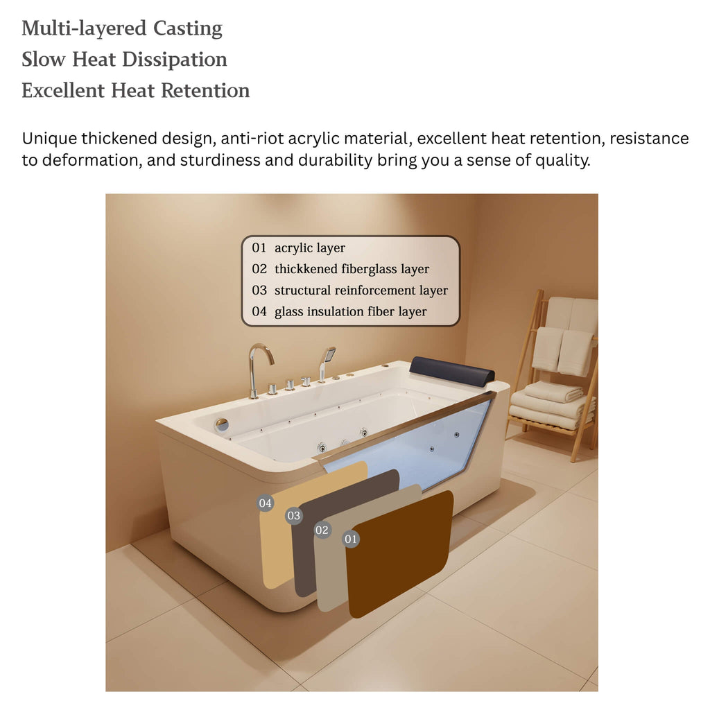 Nuvia Veloria 67-Inch 7-Jets Hydrotherapy Whirlpool Bathtub With Glass Panel (SAK25480) – SAKSBY WHOLESALE, view 10