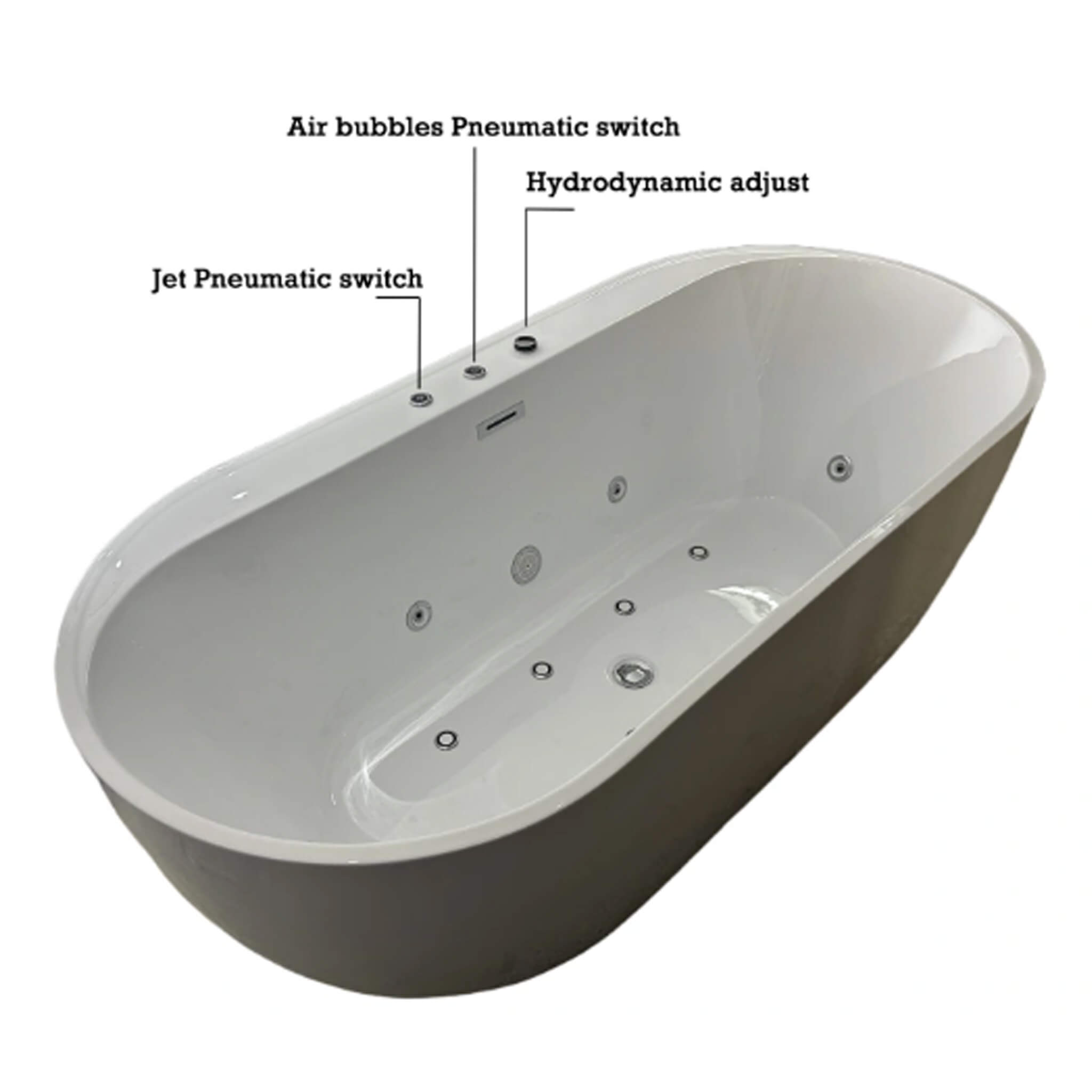 Nuvia Cascade 67-Inch Whirlpool Air Bath Soaking Tub With Adjustable Air Blower [No Faucet] (SAK68427) – SAKSBY WHOLESALE, vi