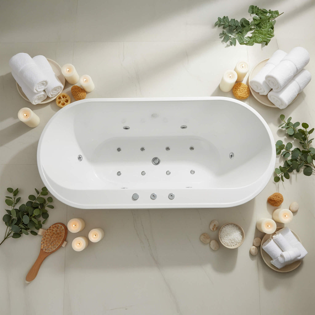 Nuvia Cascade 67-Inch Whirlpool Air Bath Soaking Tub With Adjustable Air Blower [No Faucet] (SAK68427) – SAKSBY WHOLESALE, vi