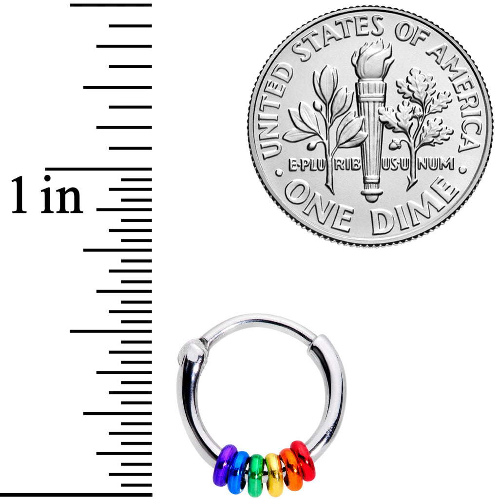 BodyCandy 16G 3/8 Row of Rainbow Rings Gay Pride Septum Clicker — lifestyle context