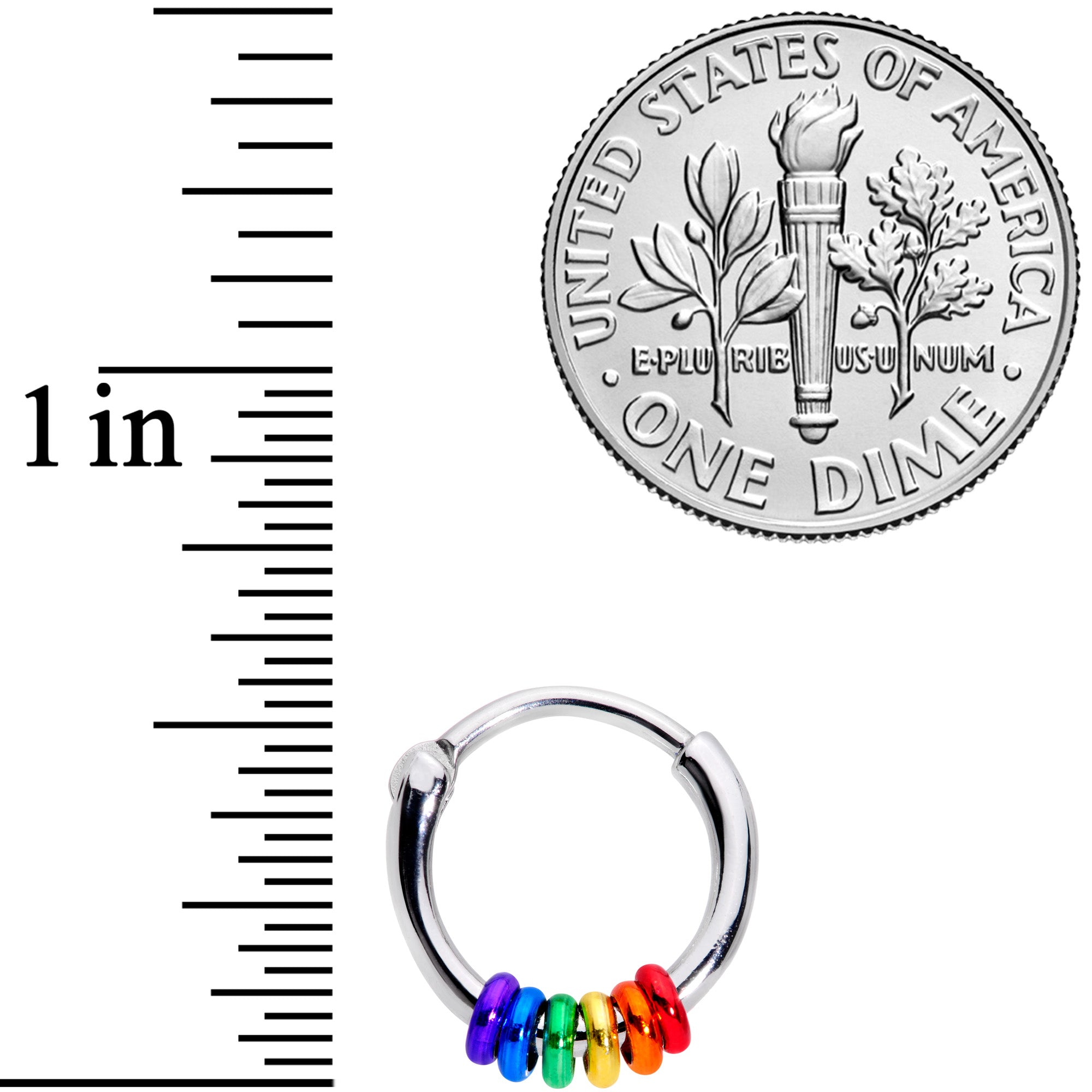 BodyCandy 16G 3/8 Row of Rainbow Rings Gay Pride Septum Clicker — lifestyle context